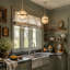 3 - Light 10" Pendant Light with Ribbed Glass Globe Shade