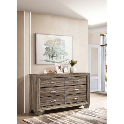 Commode 6 tiroirs Brookes taupe délavé