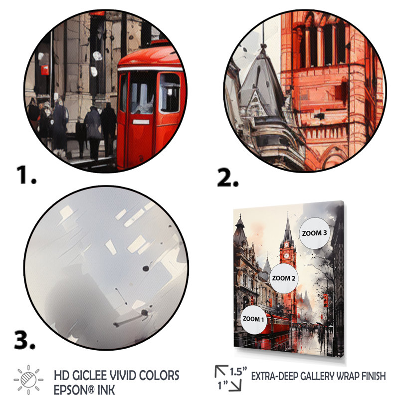 Leiahna London Urban Contrast - Imprimé, Cadre flottant blanc, H 40 po x l 30 po x P 1,5 po
