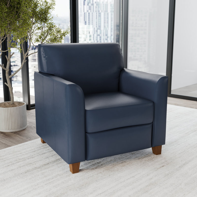 Chaise Adrey LeatherSoft avec structure aux coutures épurées, Marine, Brun