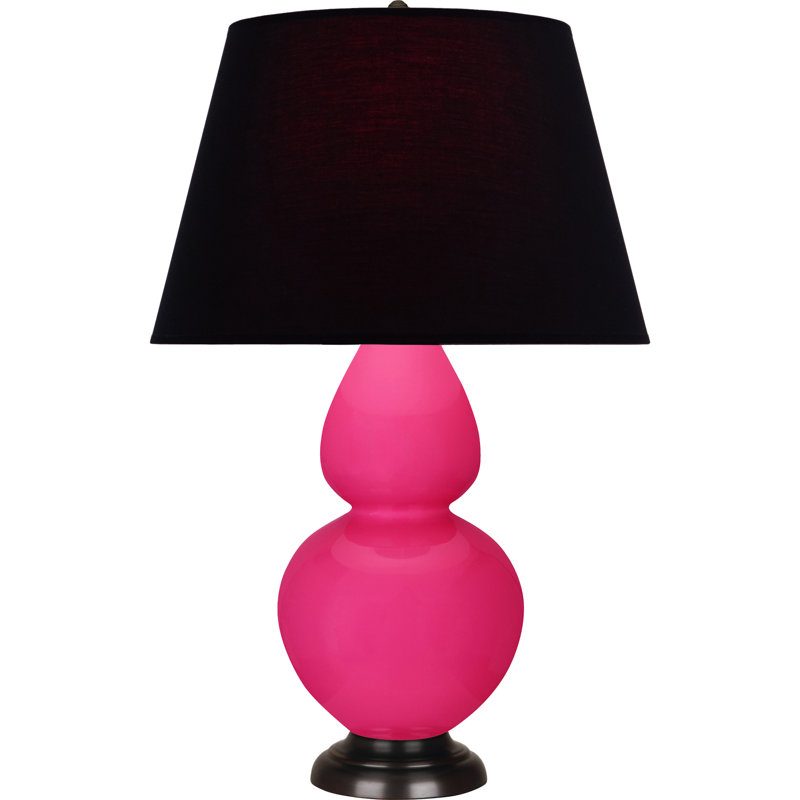 Lampe de table double gourde en céramique, Noir / Rouge, Rose Razzle glacé / bronze, Bronze