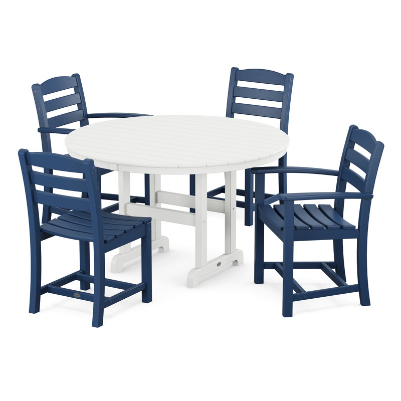 Ensemble repas 5 pièces La Casa Café, Bleu marine/blanc