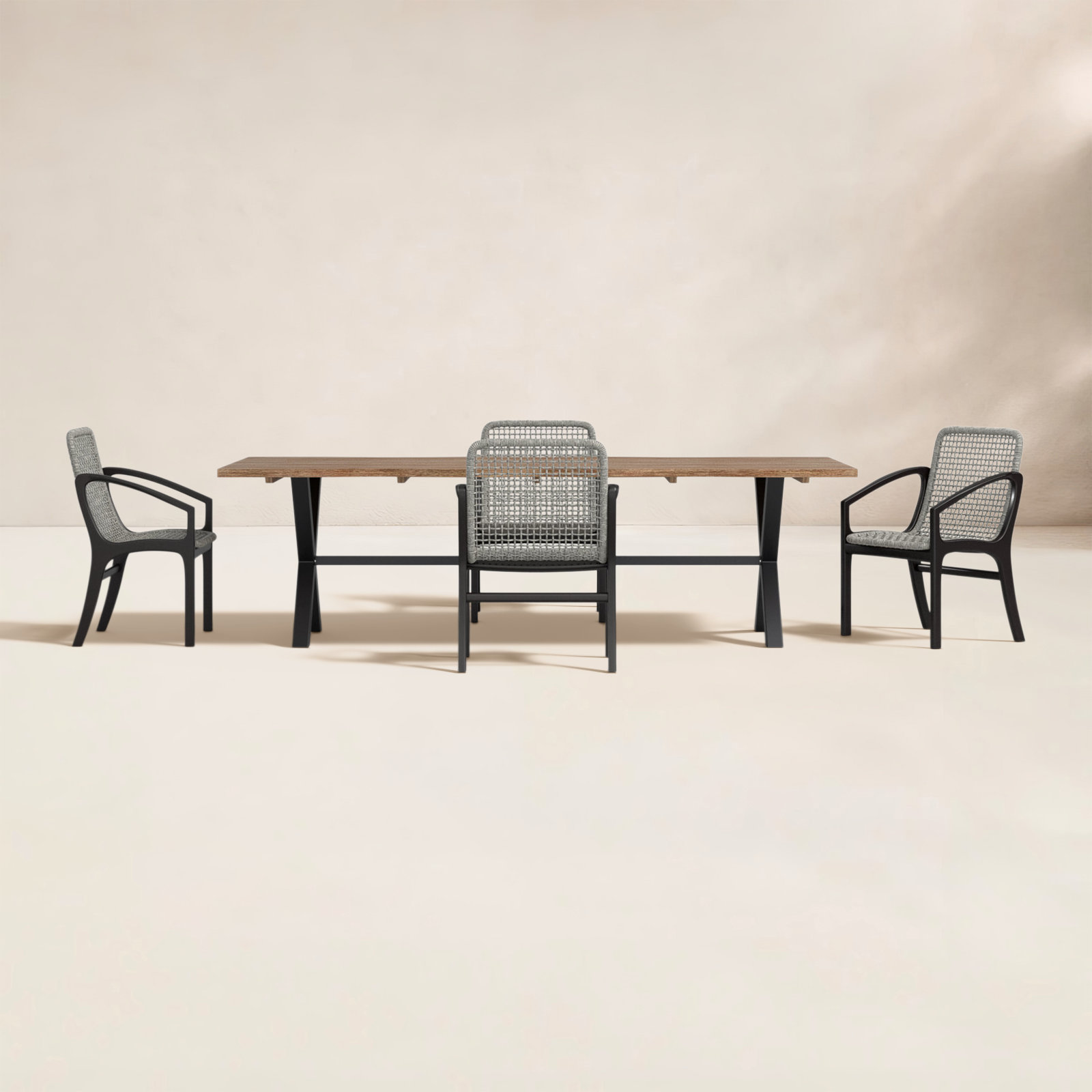 Eloisa 95" Eucalyptus Patio Dining Set, 4