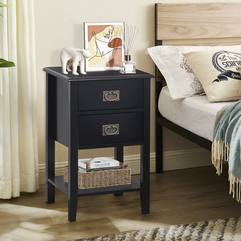 Miramontes 15.7'' W Nightstand, Black, Set of 2