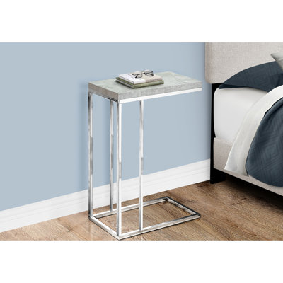 Table d'appoint avec finition en stratifié gris et stabilité en métal - Décoration contemporaine de chambre à coucher pour le salon, la base