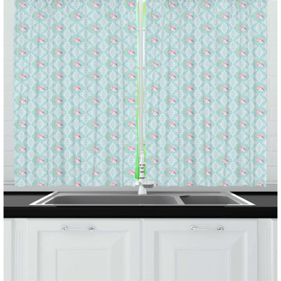 Floral Pointed Kitchen Curtain