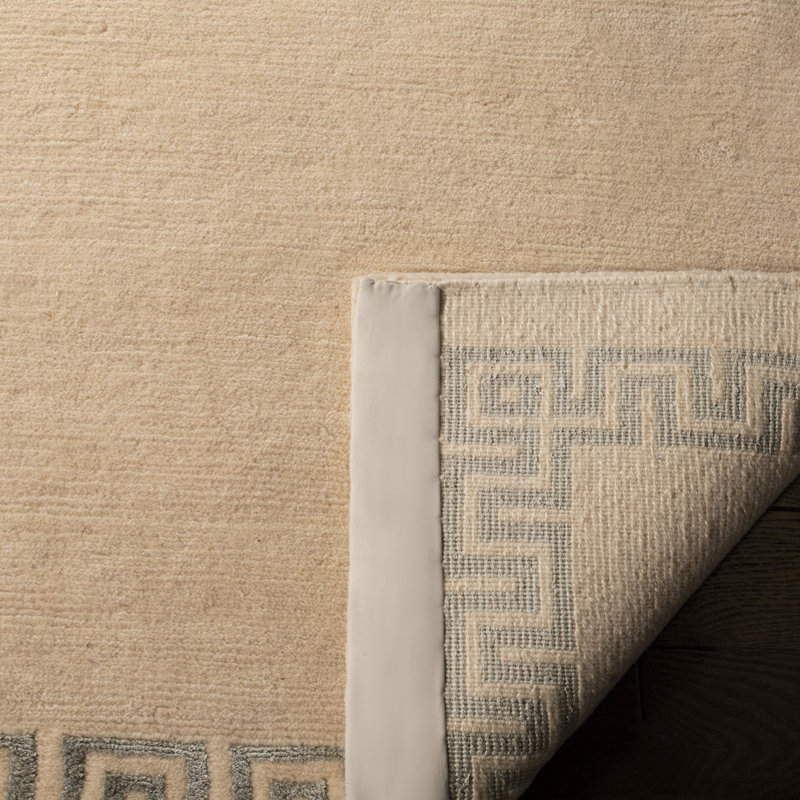 Nepalese Hand-Knotted Beige Area Rug, Rectangle 10' x 14'
