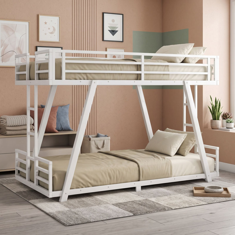 Lit superposé en métal avec 2 échelles latérales, Twin XL, Blanc