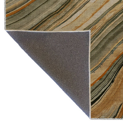 Tapis décoratif multicolore à motif abstrait ondulé Mira