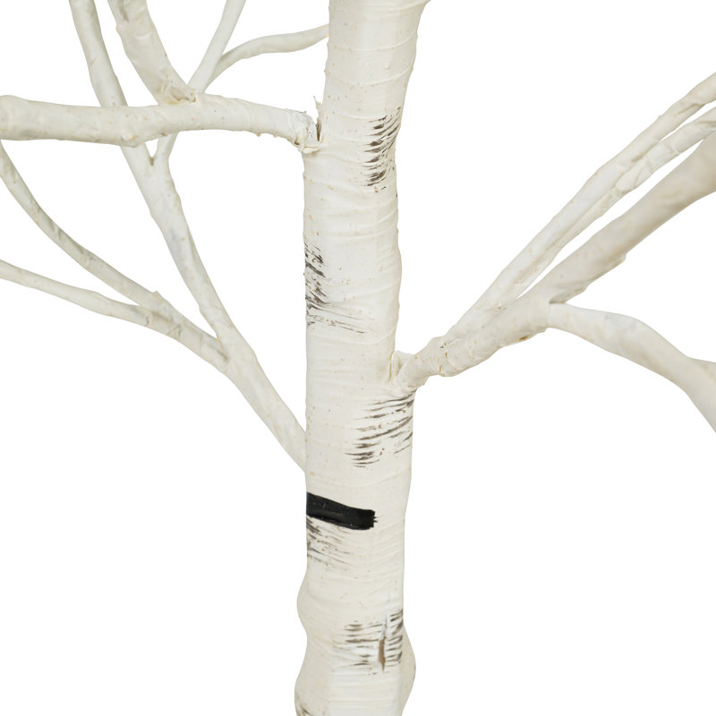 Arbre imitant le bouleau sur une base en métal pour l'intérieur et l'extérieur avec lumières à DEL dotées de huit modes d'éclairage
