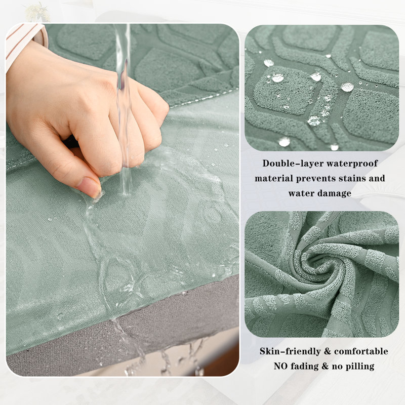 2 Pcs Waterproof Couch Cushion Covers，Washable Stretch Outdoor Patio Furniture Covers, Green Fabric