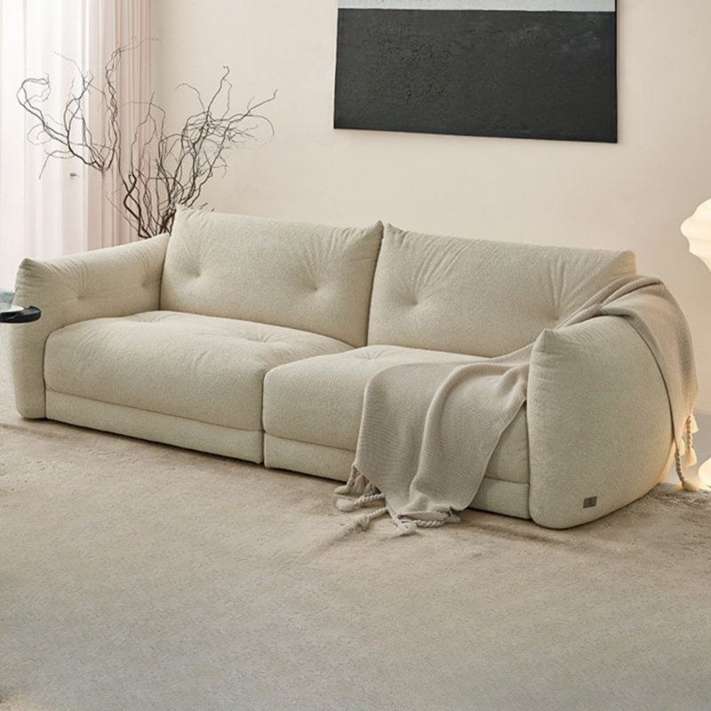 Canapé de salon moderne simple blanc cassé, H 33,46 po x l 110,24 po x P 43,31 po