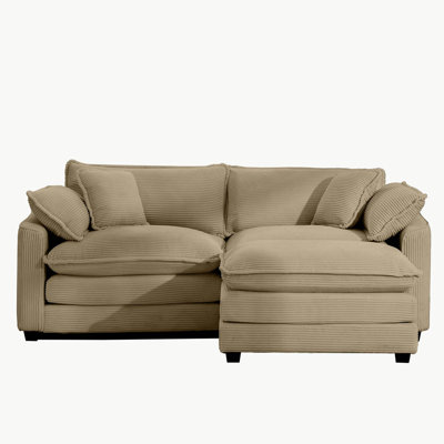 Corduroy Sofa with 1 Footrest