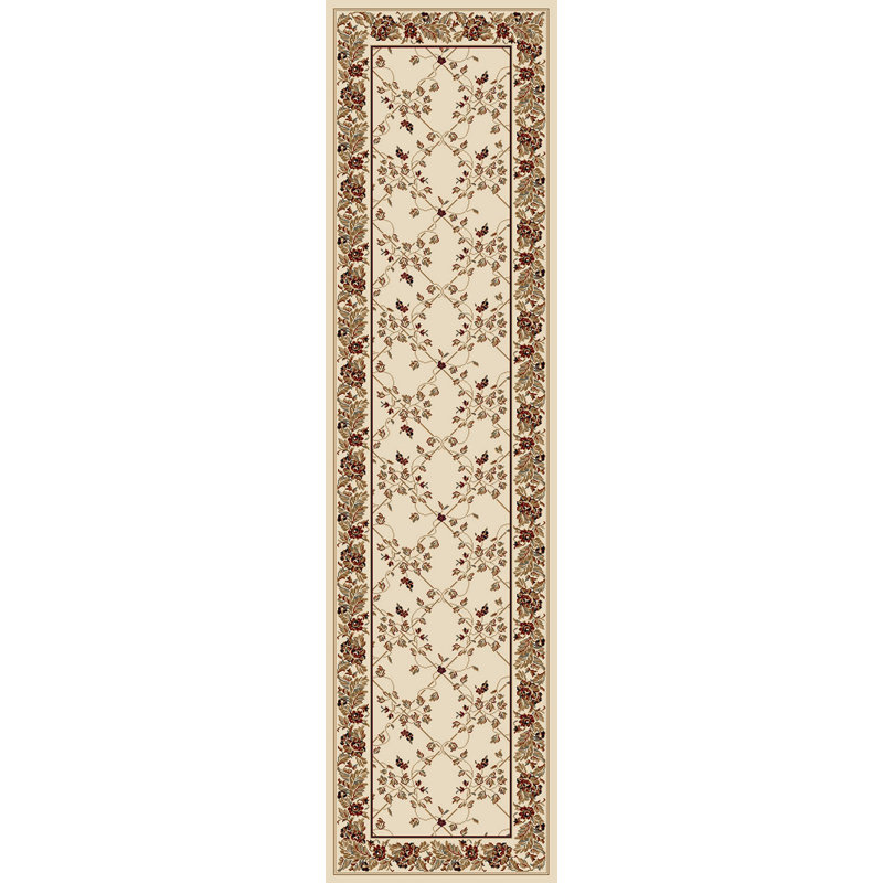 Traditional Oriental Ivory Area Rug – Trellis Design, Runner 2'2" x 8'