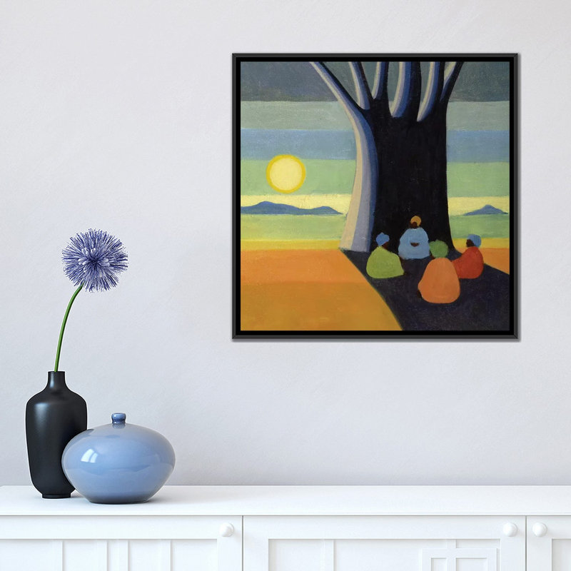 « the meeting », impression sur toile, H 18 po x l 18 po x P 1,5 po, Toile avec cadre noir, Pas de tapis