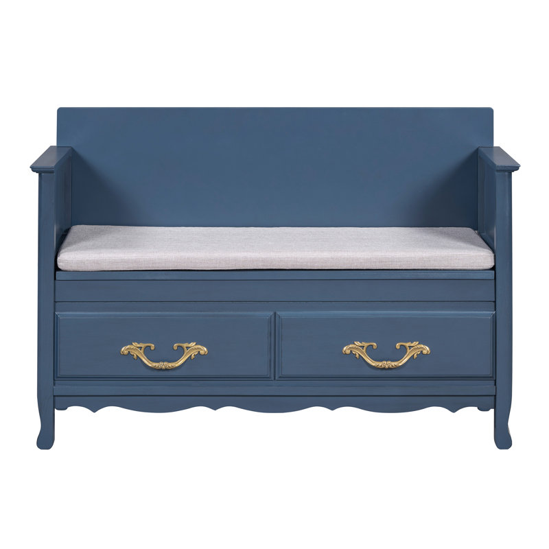 Banc à chaussures avec coussin amovible, banc d'entrée avec rangement caché pour l'entrée et le salon, banc de rangement à chaussures avec dossier (turquoise antique)