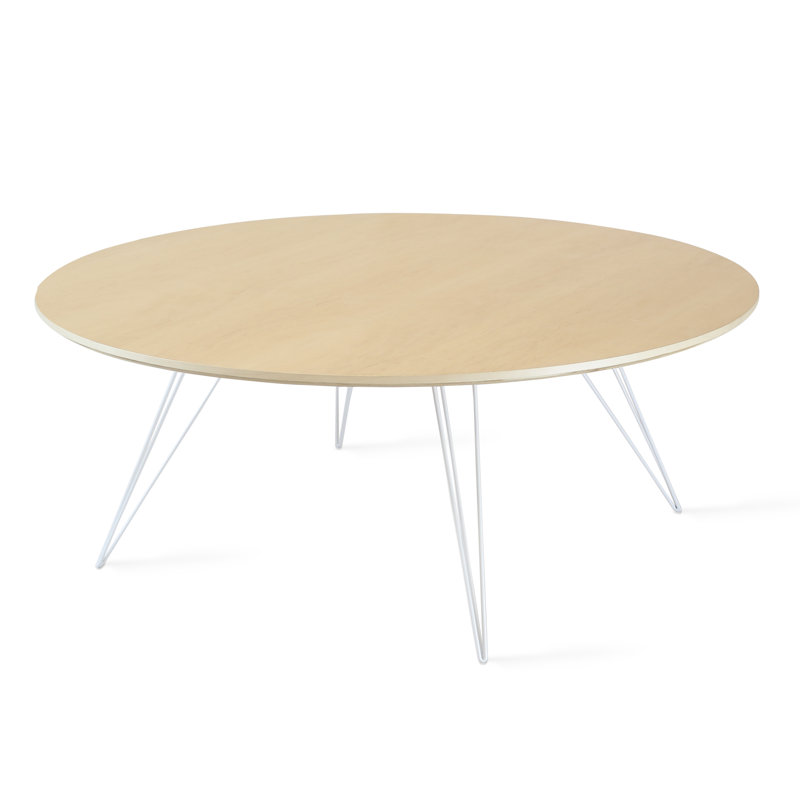 Williams Single Coffee Table, 18" H x 54" W x 46" D, White, Maple