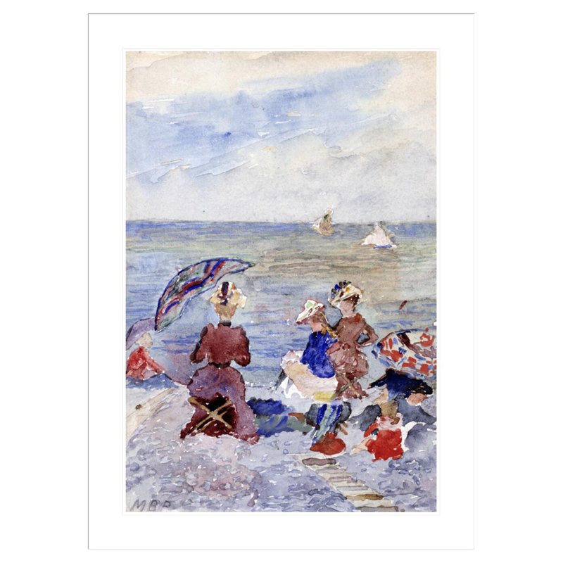 «Chiffres sur la plage» par Maurice Brésil Prendergast - impression giclée encadrée, H 41,5 po x l 30,45 po