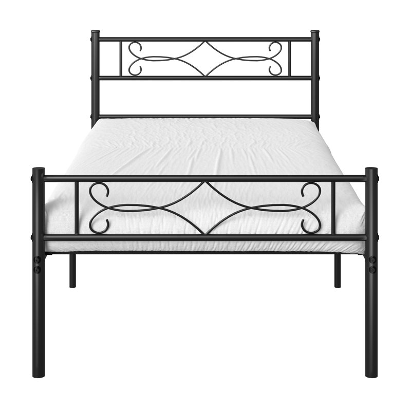 Ensemble de 2 lits simples en métal avec tête de lit et pied de lit Amberly, Noir