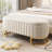 Beige Velvet Storage Bench With Metal Legs And Spacious Interior Button--426552600