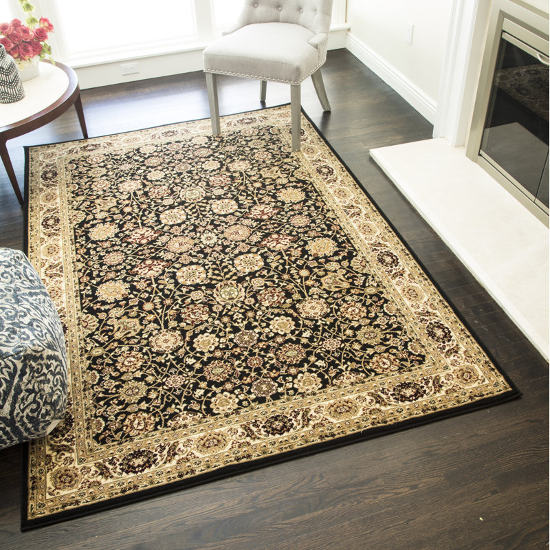 Gloucester Gilded Loom Oriental Black Area Rug, Rectangle 5'3" x 7'10"