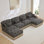131"Comfy Chenille Leopard Printing U-Shaped Sofa,Delicate Tassel Edge,Movable Ottomans,Modern Fashion Style,Ergonomic Back And Seat Design,Easy Assembly,Deep Seat Designfor Living Room,Brown Black