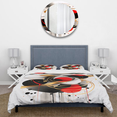 Ensemble de housse de couette abstrait rouge et noir Symphony IV - Abstract
