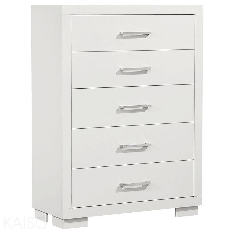 Commode de chambre blanche à 5 tiroirs