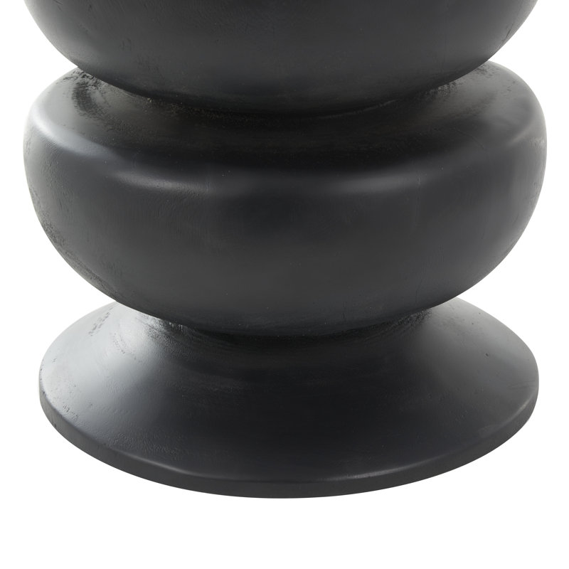 Onnolee Wood Handmade Carved Bubble Inspired Geometric Side End Black Accent Table