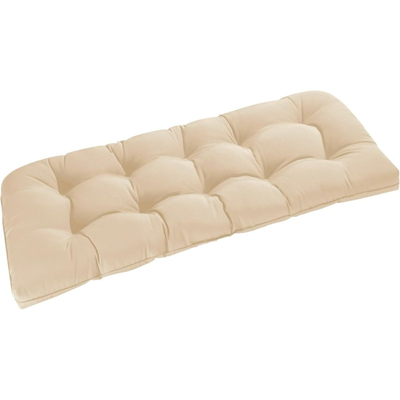 Outdoor Bench Cushion For Patio Furniture, Waterproof Tufted Porch Swing Cushion, Thick Loveseat Cushion, Beige, Set Of 1