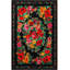 Tapis décoratif moderne à motif floral multicolore noir et rose-818786491