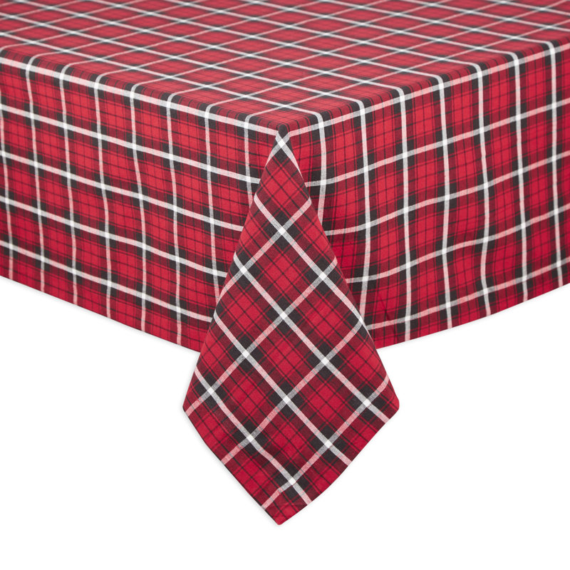 Cleston Plaid 100% Cotton Christmas Tablecloth, 84" L x 60" W