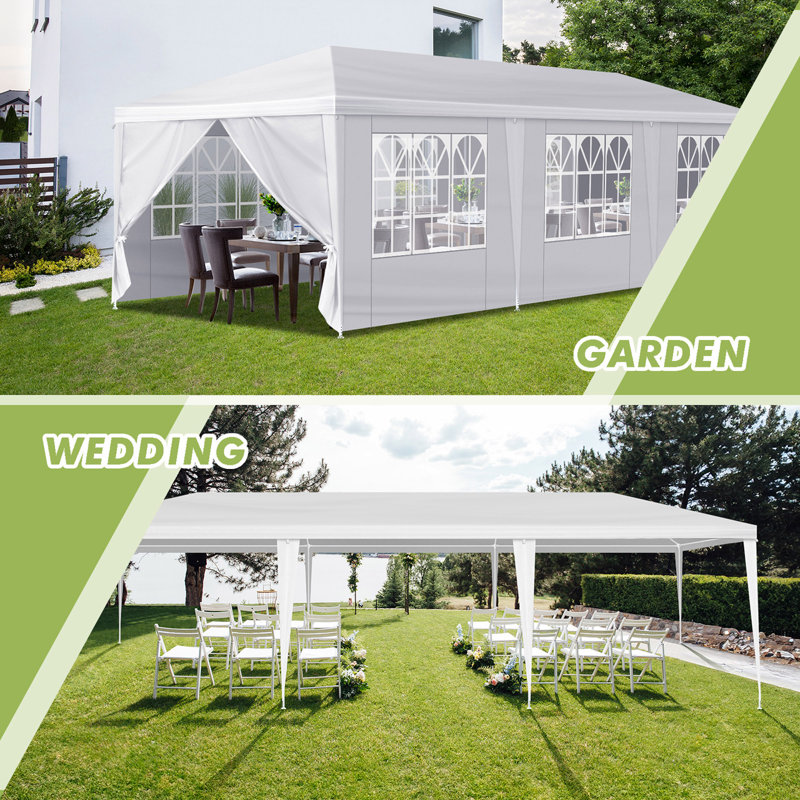 Tente de mariage 10 * 30FT avec 8 parois latérales amovibles, utilisation extérieure pour la fête, le mariage, le marché