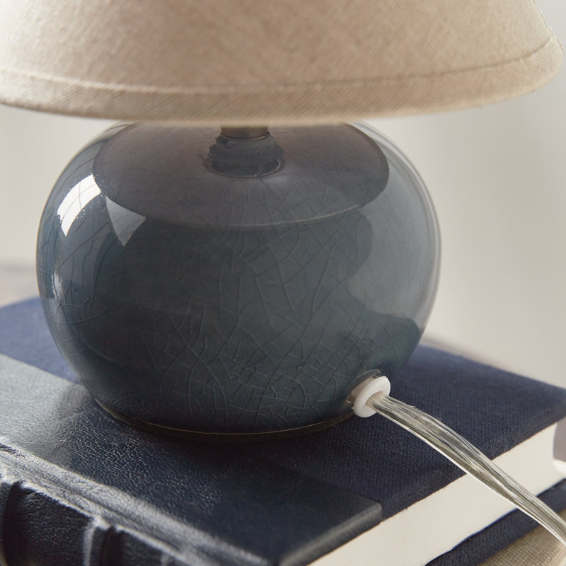 Oscar Standard Table Lamp, Blue, 8" H x 6.5" W x 6.5" D, Cream