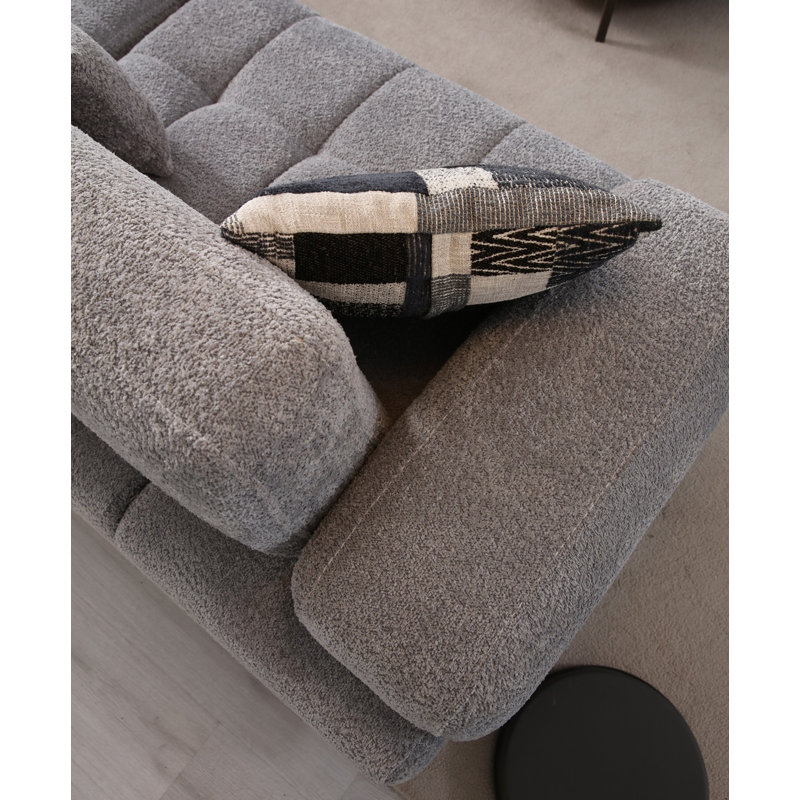 Alfa Mobti Extendable Sectional, Gray Boucle