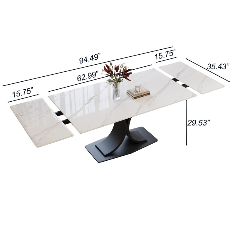 63"-94"modern Extendable Dining Table Set With 8 Dining Chairs