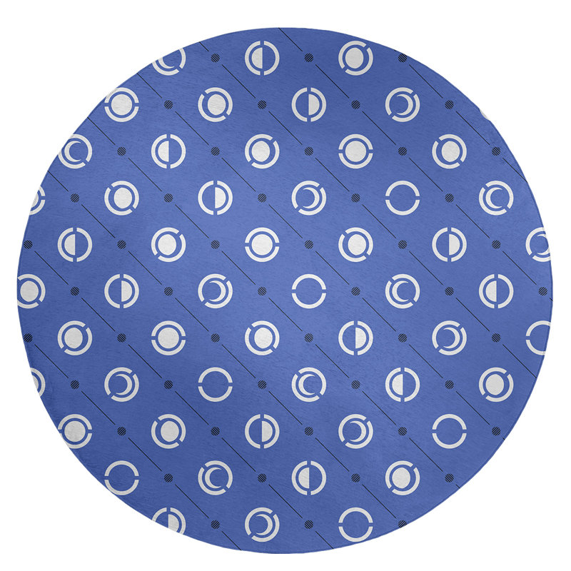 Chenille Geometric Indoor Rug, Round 5'