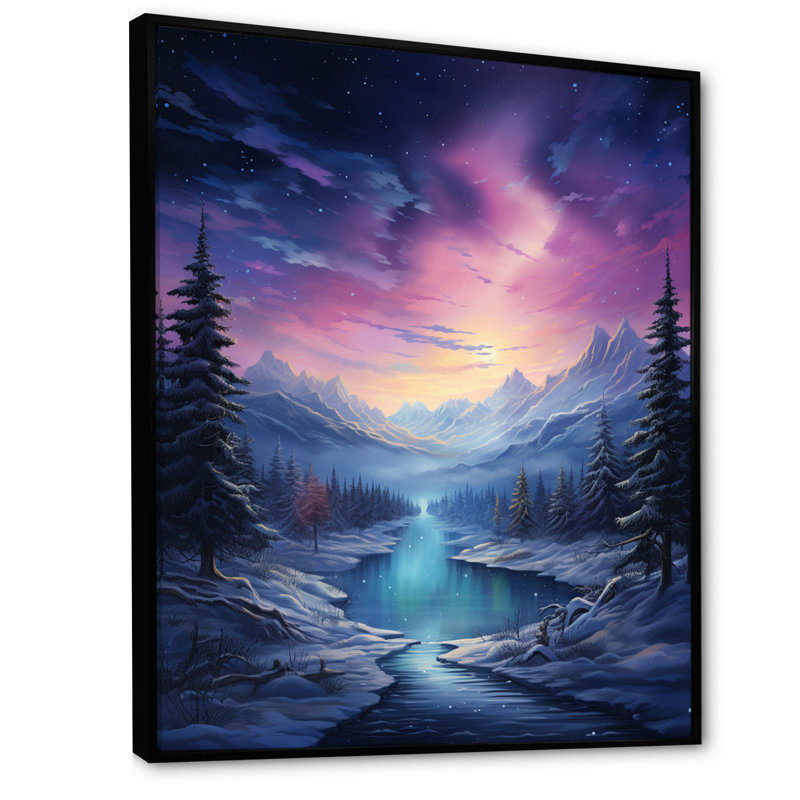 Northern Lights V sur toile, H 32 po x l 24 po x P 1 po, Cadre flottant noir