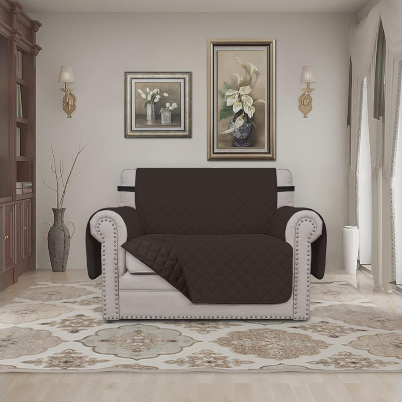 Housse pour canapé réversible, Tissu chocolat, H 4,25 po x l 11,69 po x P 11,46 po