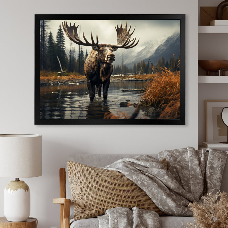 «Canada Majestic Moose I», reproduction sur toile, H 34 po x l 44 po x P 1,5 po, Cadre naturel flottant
