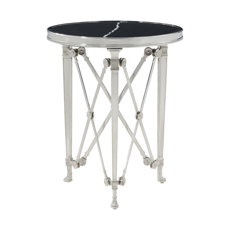 Spencer London End Table, Cannes Brass/Gray, 22" H x 18" W x 18" D