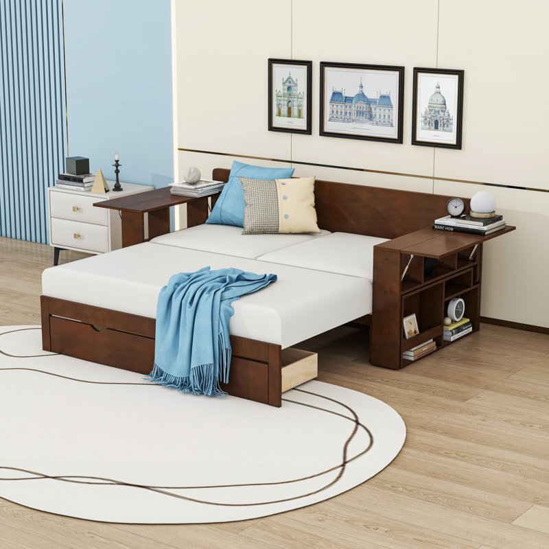Daybed with Desk, Drawers and Side Table, Full/Double, Espresso