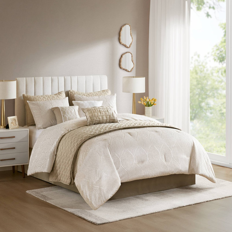 Ensemble d'édredon 10 pièces en jacquard pour très grand lit