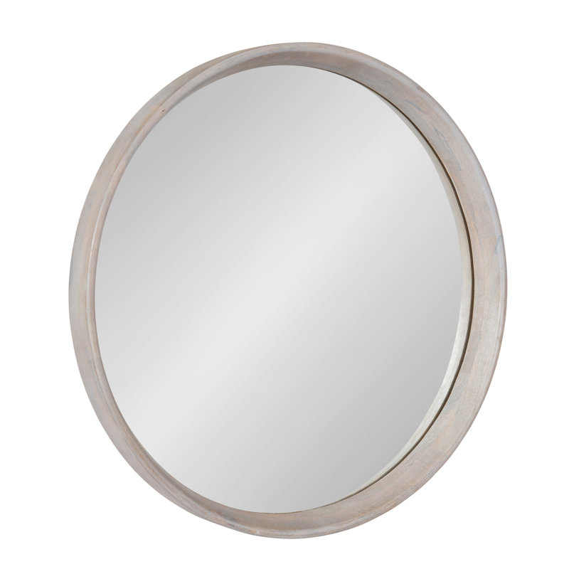 Artena Wood Round Mirror, 24" x 24", White