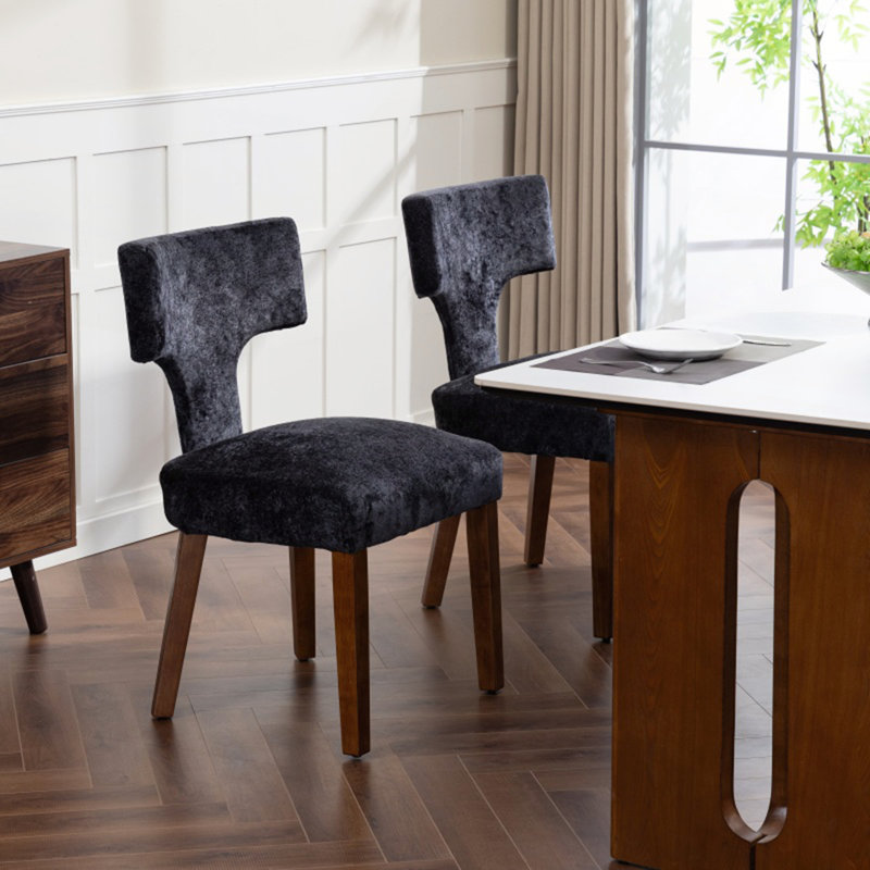 Ensemble de 2 chaises d'appoint rembourrées en tissu de lin campagnard avec structure en bois franc, Gris