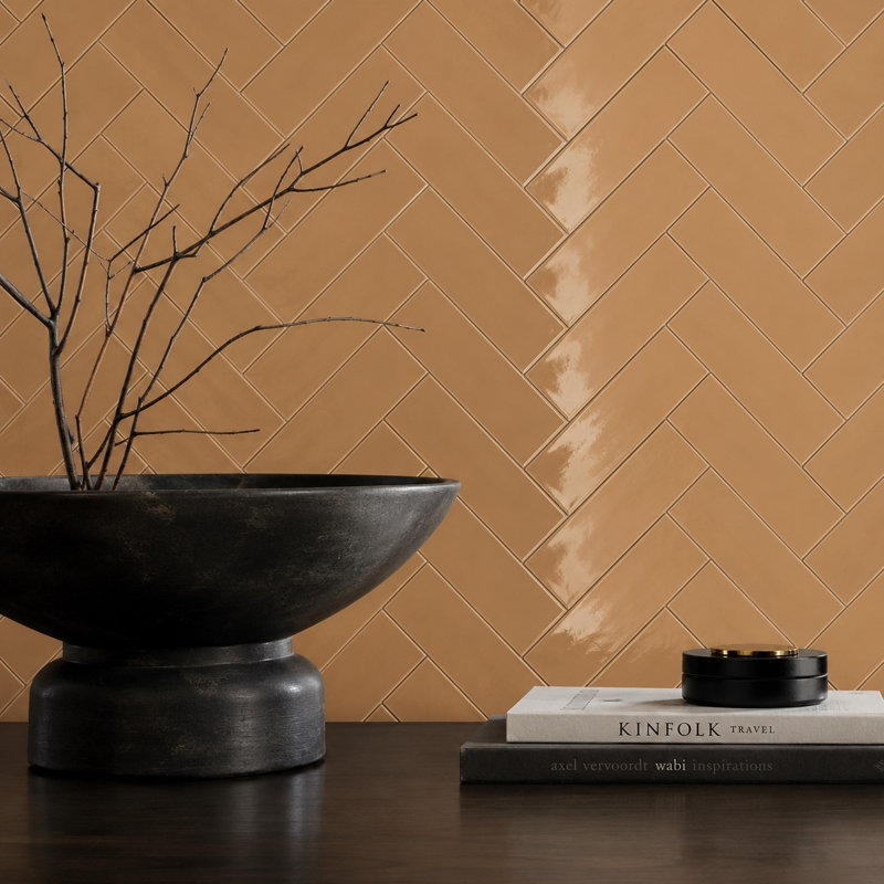 Curvaceous 3" x 12" Ceramic Wall Tile, Sunflower