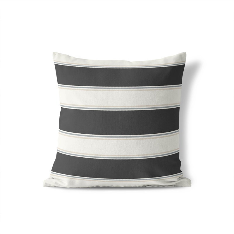 Cabana Stripe Indoor Pillow, Charcoal, Square 20"