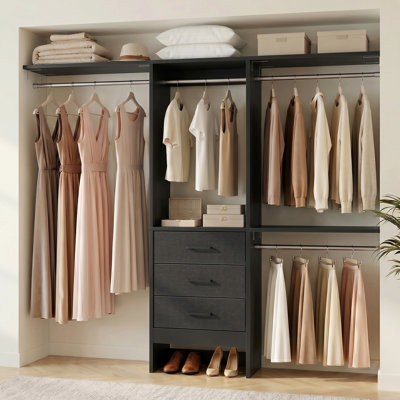  Naquesha 14.8'' - 48'' W Closet System with Drawers and Hanging Rods(Cut to Fit)