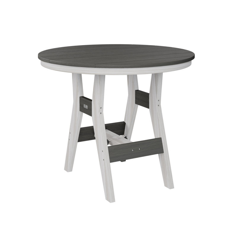 Harbor Outdoor Round Bar Table, Seashell, Coastal Gray