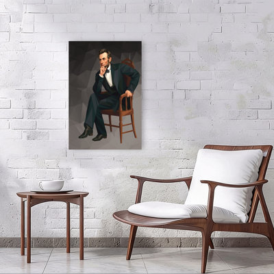 «Thoughtful Abraham Lincoln», reproduction d'art géométrique abstraite de portrait contemporain